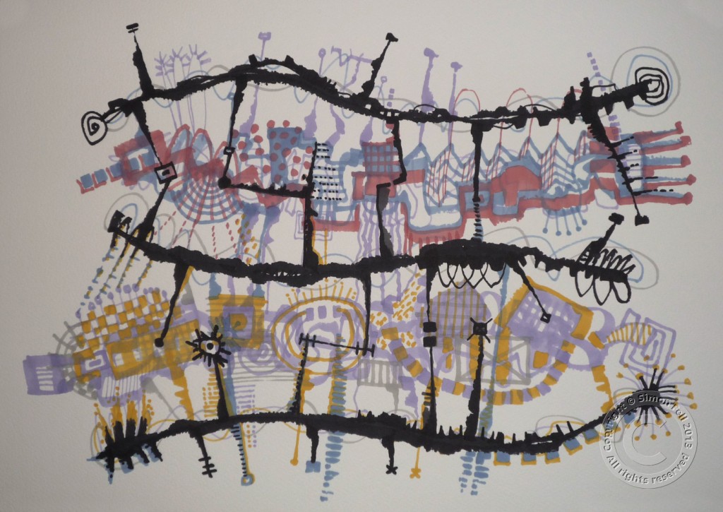 "Double decker 2" Felt-tip pen drawing on paper